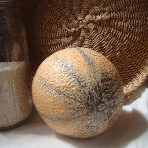 Naturalistic Tabletop Faux Fruit Cantaloupe
